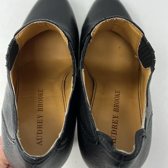 AUDREY BROOK AVIGNON SLIP ON BLACK SHOE BOOTIE HEEL LEATHER UPPER SIZE 7.5 - Picture 9 of 13